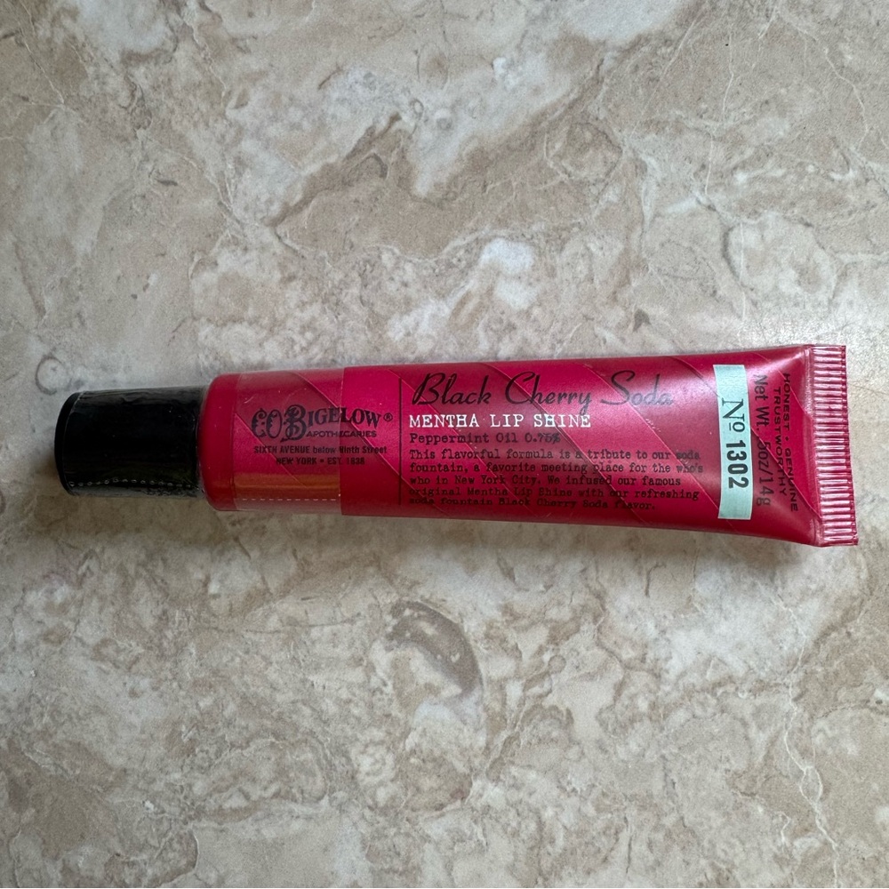 CO Bigelow Mentha Lip Shine Gloss Black Cherry Soda Peppermint Oil New Sealed